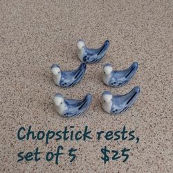 Porcelain Chopstick Rests  Set Of 5