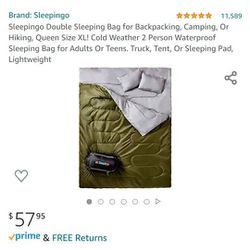 Sleepingo Double Sleeping Bag With Pillows