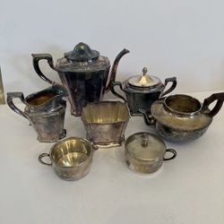 Lot Of 7 VTG Art Deco Scroll Gorham Fp Rogers Silverplate Tea Set