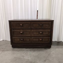 American of Martinsville Dark Wood Three-Drawer Dresser with Ring Pulls