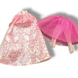 BARBIE DOLL CLOTHING FASHION LOT OF 2- Dark PINK GLITTER SKIRTS- Ballet Tutu