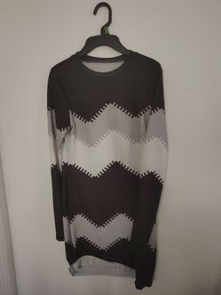 Long Sleeve Chevron Knit Sweater Dress