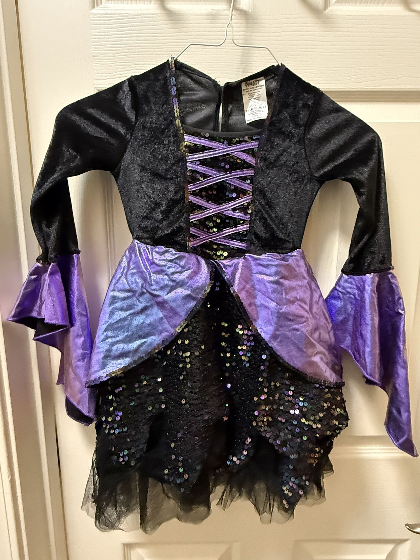 Spirit Halloween Mystic Witch Black & Purple Sequin Costume Dress Child Size S