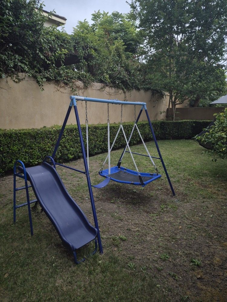 Outdoor Swing Set + Slide
