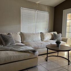 LIVING SPACES CREAM SECTIONAL, DELIVERY INCLUDED 
