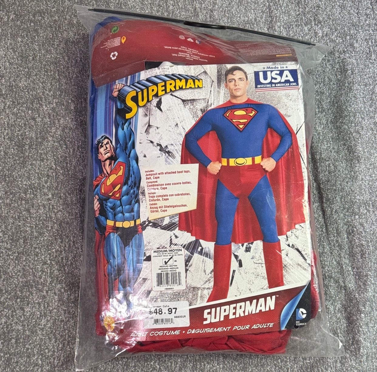 Superman Rubies Men’s Medium Costume Jumpsuit w/ Attached Boots & Cape