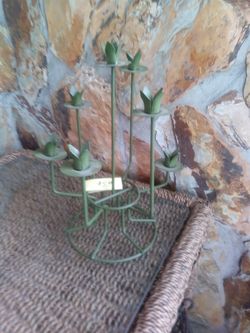 Green Metal 7 Candle Holder Piece