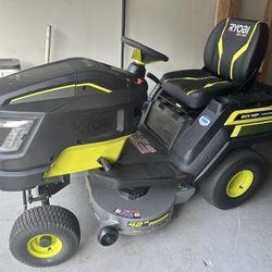 RYOBI 80V HP Brushless 42 in. Battery Electric Cordless Riding Lawn Tractor with (3) 80V 10Ah Batteries and Charger