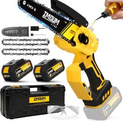 Mini Chainsaw Cordless 6 Inch With 2 Batteries 