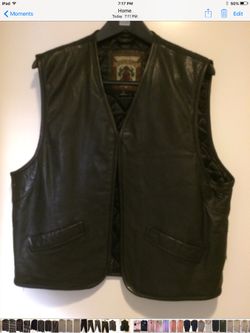 Men's Leather and wool Vest size L to XL
