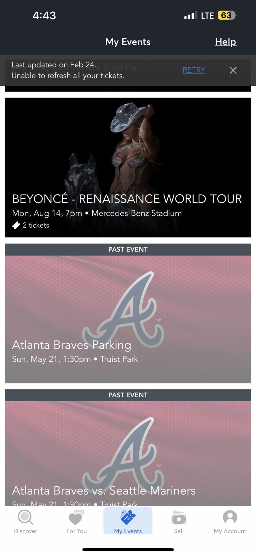 BEYONCÉ TICKETS IN ATLANTA