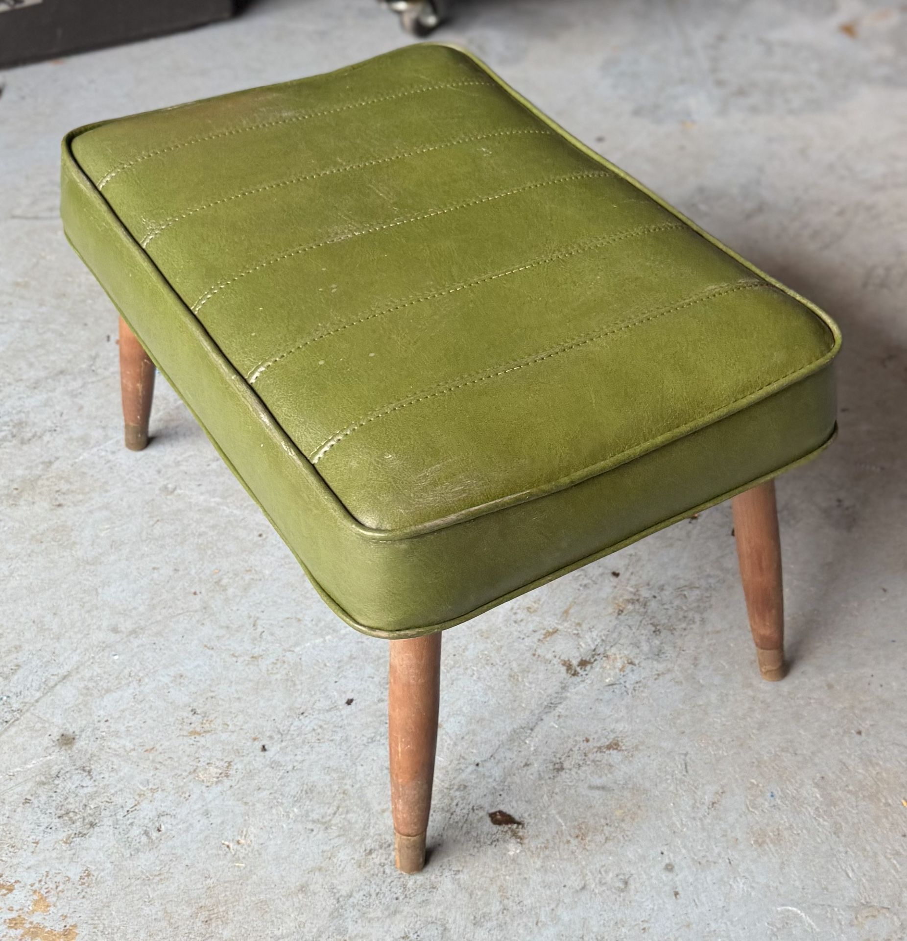 Green Faux Leather Ottoman  