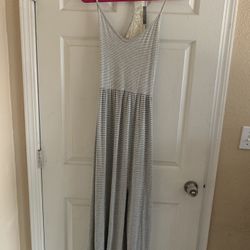 Gray And White Dress