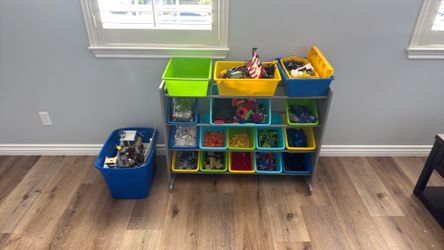 Assorted legos w/shelf and bins