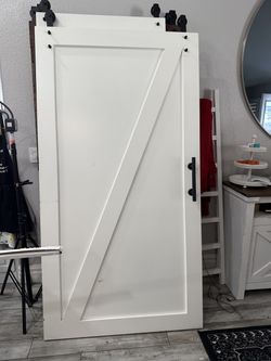 3 white barn door solid wood