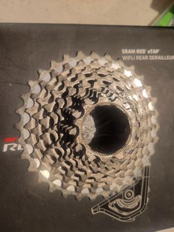 Sram red parts.  2 cranks 1 derailleur 1 set of cogs
