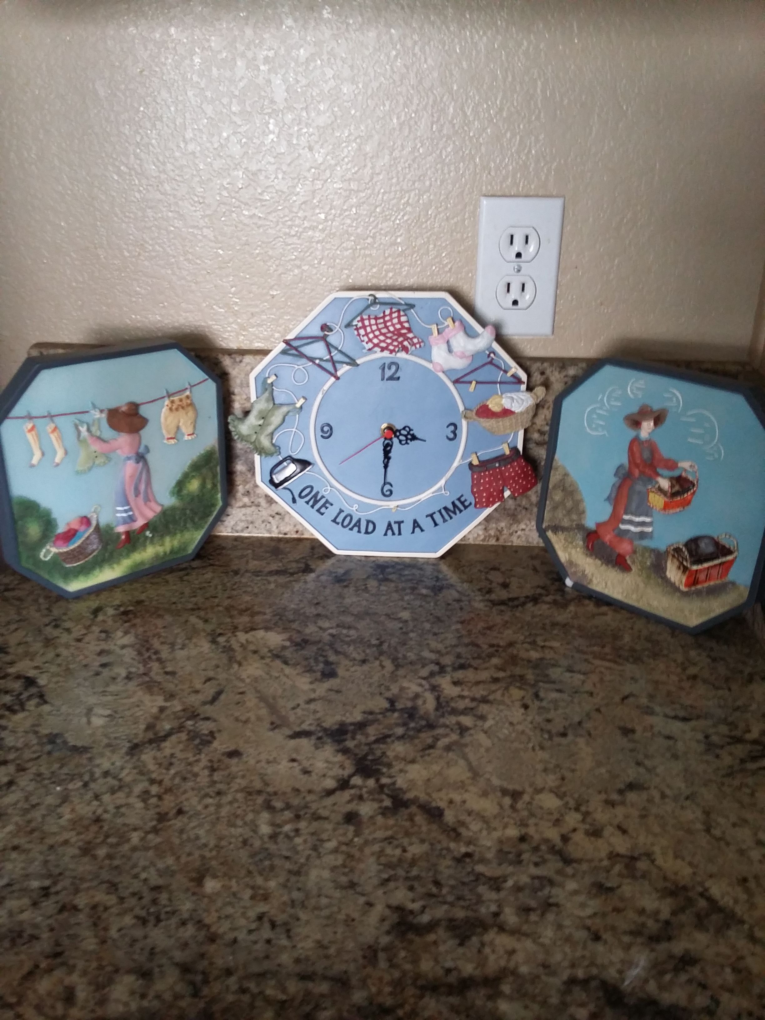 Vintage one load at a time laundry room clock & wall decor