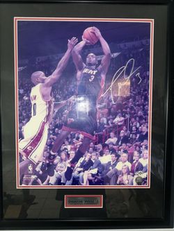 Large Dwayne Wade Signed Framed Poster