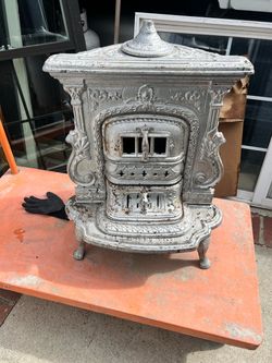 Antique Cast Iron Wood Burning Parlor Stove