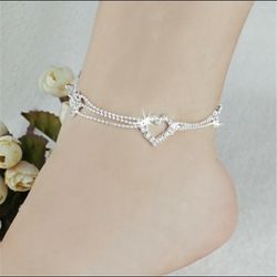 Silver Heart Anklet