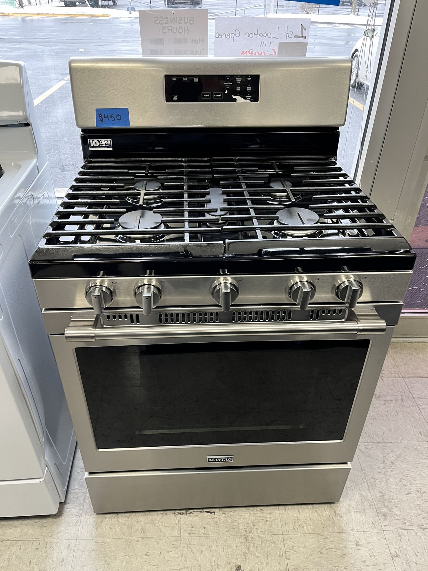 MayTag 30inch. 5-Burner In Gas Range Stainless Steel