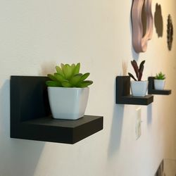 Set of 4 Command Shelves & 4 Succulent Fake Plants - Command Display Ledges for Home Decor 