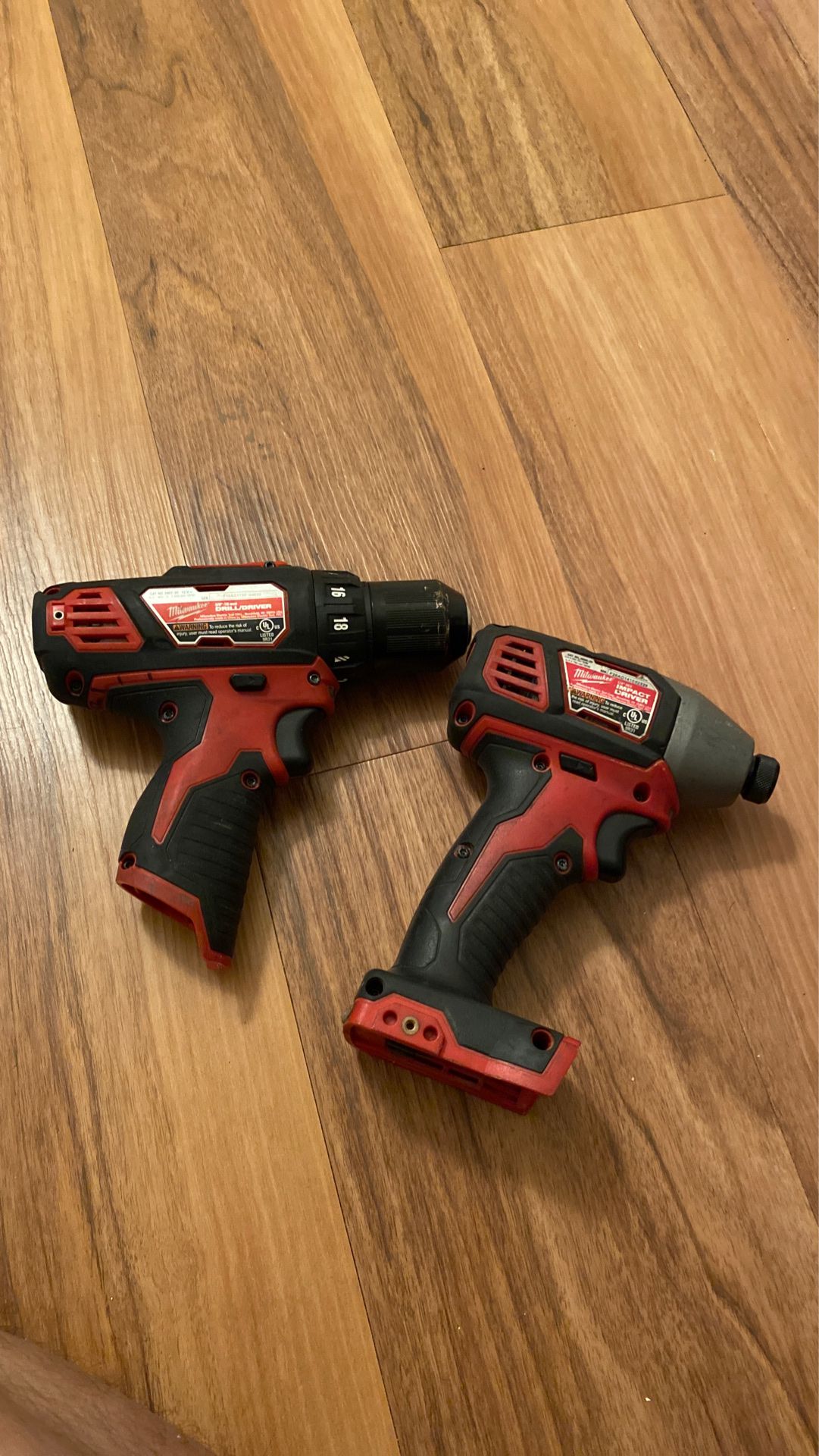 Milwaukee M18 impact drill and m12 driver drill