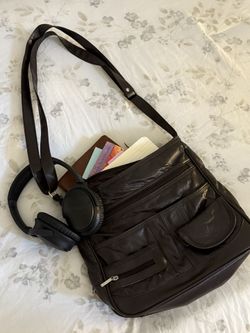 brown leather bag