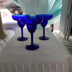 Cobalt Blue Vintage Margarita Glasses 
