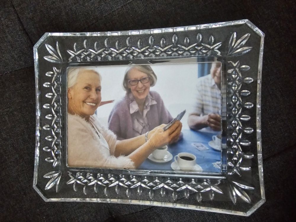 $35.00 - WATERFORD CRYSTAL PICTURE FRAME - Exquisite Cut Crystal Design Accents! Made In Ireland! Like New Condition! Lowest Price!