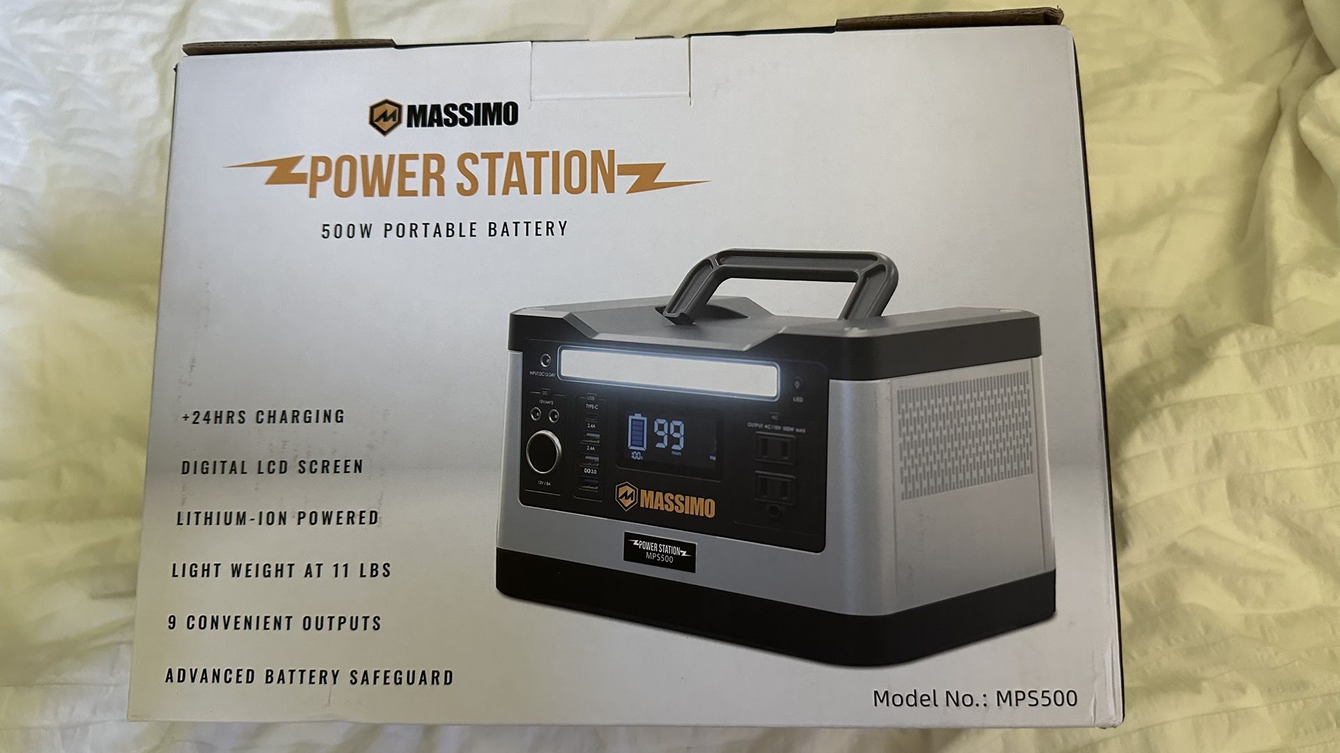 Massimo 500W 12V Portable Lithium Battery Power Station