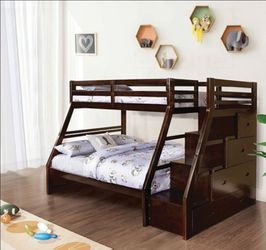 Twin/full Size Expresso Bunkbed with Orthopedic Mattress