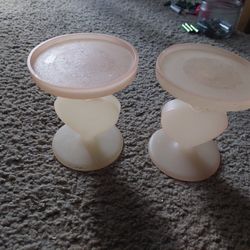 Set Pink Heart Candle Holders $5