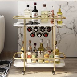 Bar Cart with Glass Holder, Wine Rack