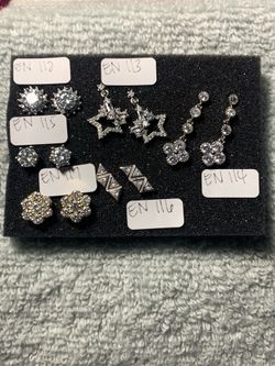 Moissanite and sterling silver earrings