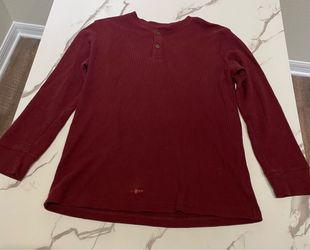 The Children’s Place Boys Burgundy Waffle Knit Henley Shirt Size L (10/12) Long Sleeve