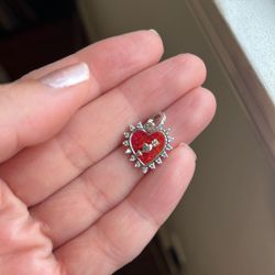 Pandora Red Heart Valentines Charm