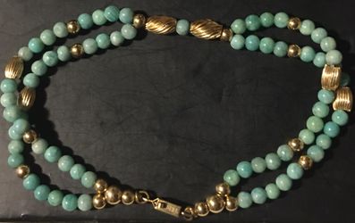 14k Turquoise Vintage Signed Bracelet