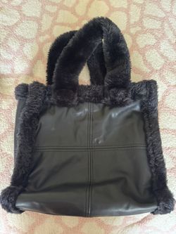 Sherpa Tote Bag for Women Faux Fur Purse Handbag with Shearling Top Handles