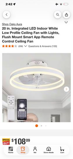 Oaks Aura 20 in. LED Flush Mount Ceiling Fan