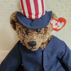 Ty Bear Ty THE ATTIC TREASURES COLLECTION  Samuel Bear Collectable Bear  Uncle Sam Bear 