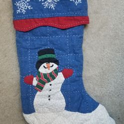 Snowman W/Scarf Quilted Christmas Stocking 