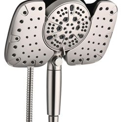 INAVAMZ Nickel 2.5GPM Shower Head With Handheld High Pressure: 10” Rainfall Shower Head & HandHeld Shower Head, 10 Spray Settings Detachable Shower He