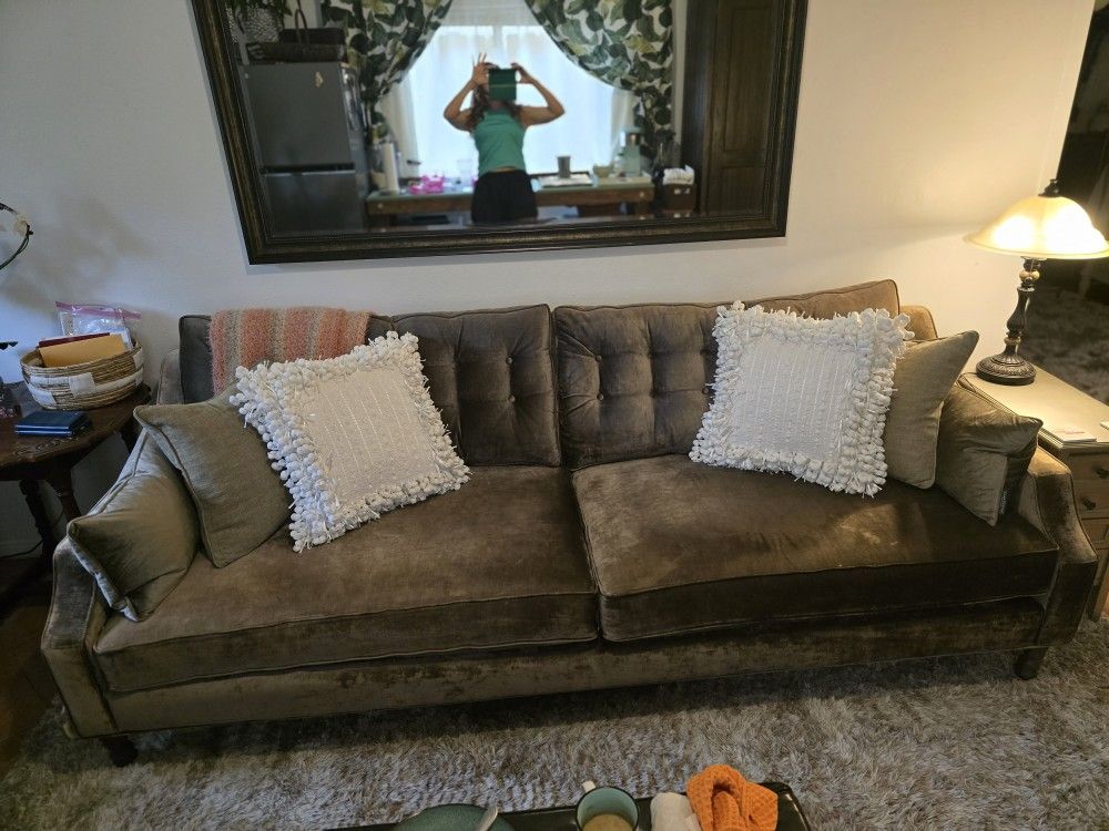 Velvet Olive Sofa