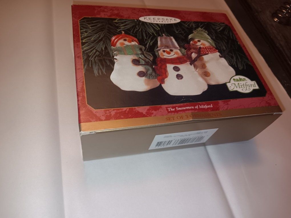 1999 Hallmark Keepsake Ornaments THE SNOWMEN OF MITFORD Jan Karon Set of 3