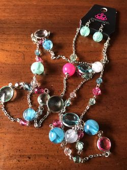 Long Colorful Necklace and earrings