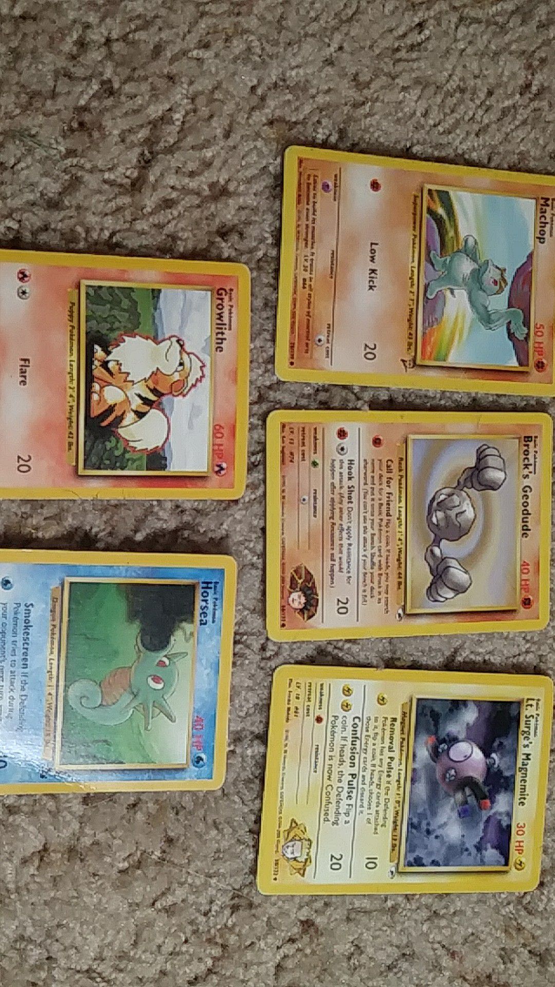 6 Pokemon Cards made in 1995