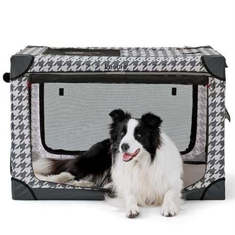 Lesure Soft Collapsible Dog Crate - 36 Inch Portable Travel Crate for Large Dogs Indoor & Outdoor, 4-Door Foldable Pet Kennel with Durable Mesh Window