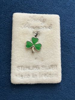 Green Shamrock 3-Leaf Clover .925 Solid Sterling Silver charm