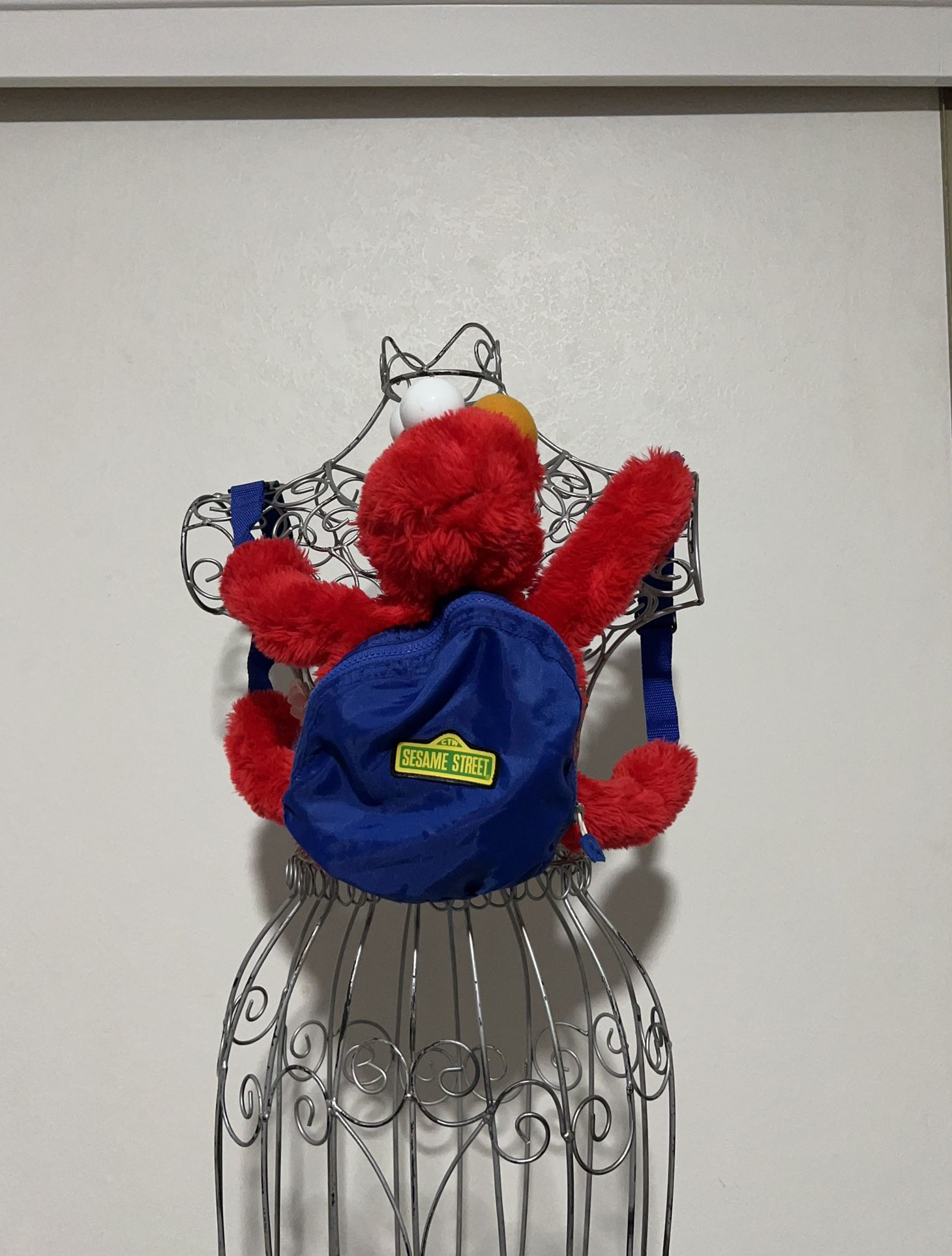 Sesame Street Elmo Plush Red Backpack W/Adjustable Straps Zipper Pocket Kids
